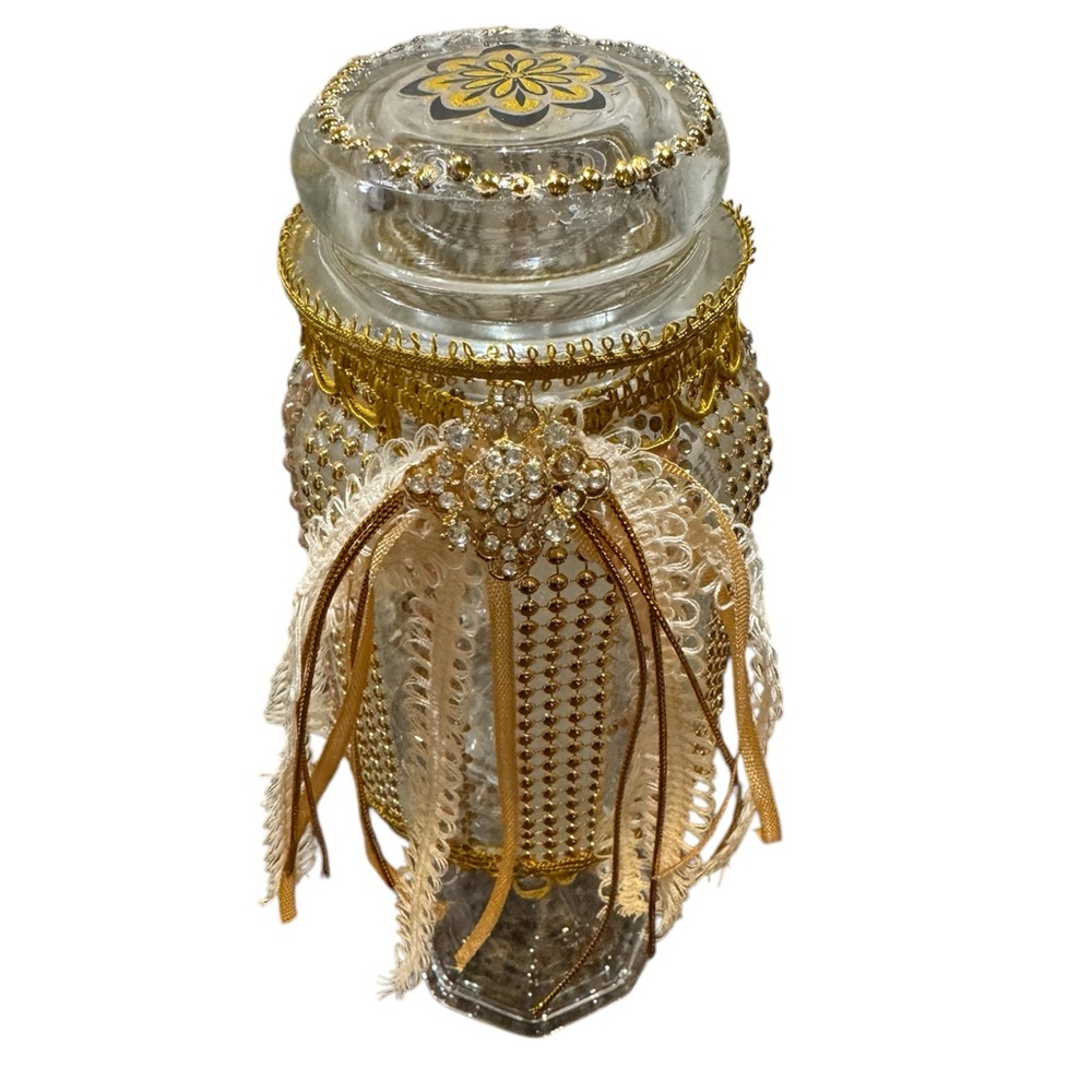 Vintage Handmade Glass Jeweled Candy Jar